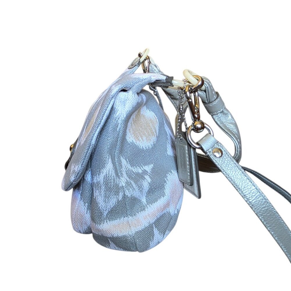 Coach Kristin Ikat Shimmer Hobo Silver Gray Metallic Op Art Shoulder Bag Rare - Picture 9 of 16